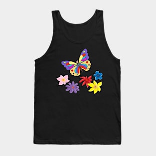 Cartoon butterflies  and flowers Tank Top